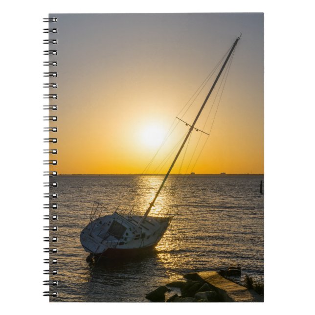 Sunset Sailboat naufrage Gulf Breeze FL Carnet (Devant)