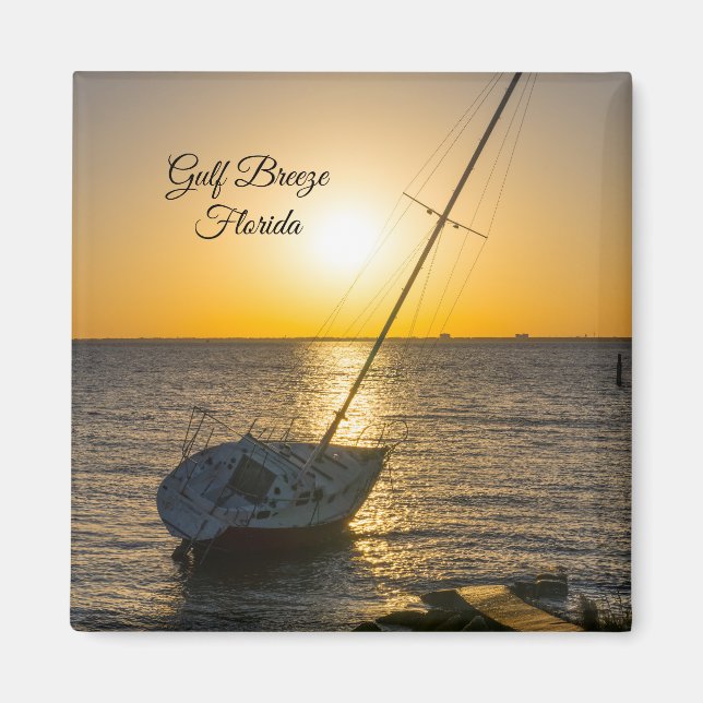 Sunset Sailboat naufrage Gulf Breeze FL Magnet (Devant)