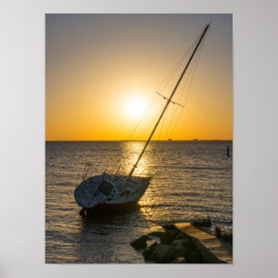 Sunset Sailboat naufrage Gulf Breeze FL Poster