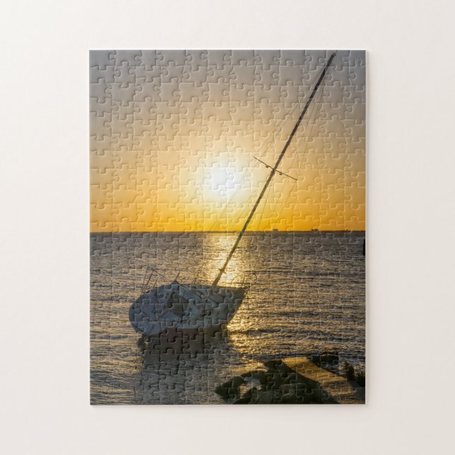 Sunset Sailboat naufrage Gulf Breeze FL Puzzle (Vertical)
