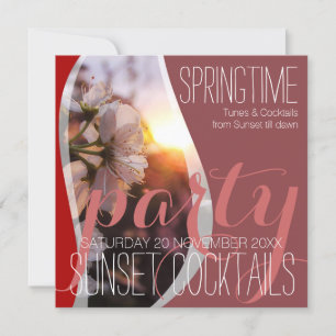 Sunset Spring Blossoms Invitations Cocktail Party
