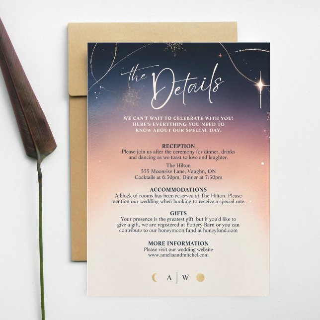 Sunset To Moonrise Détails Carte Mariage (Créateur téléchargé)
