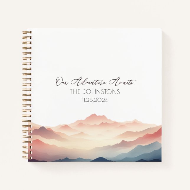 Sunset Watercolor Mountain Mariage Livre d'or (Devant)