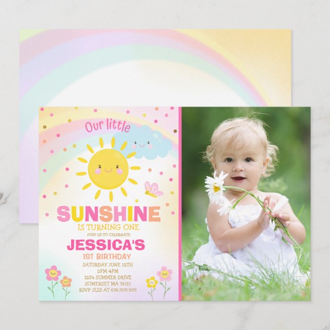 Sunshine Anniversaire Invitation Little Sunshine P (Devant / Derrière)