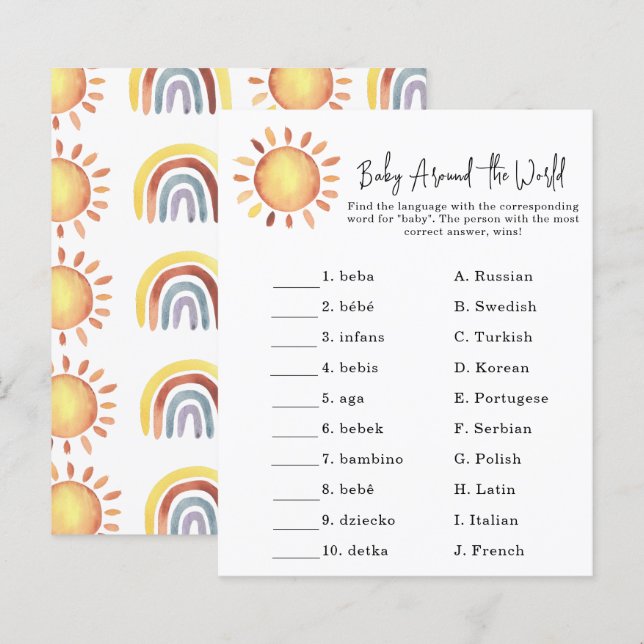 Sunshine - Baby around the world game (Devant / Derrière)