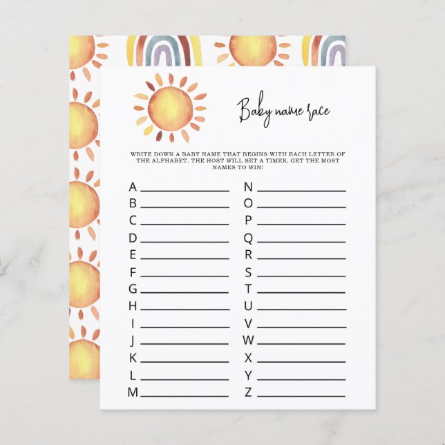 Sunshine Baby jeu de race (Devant / Derrière)