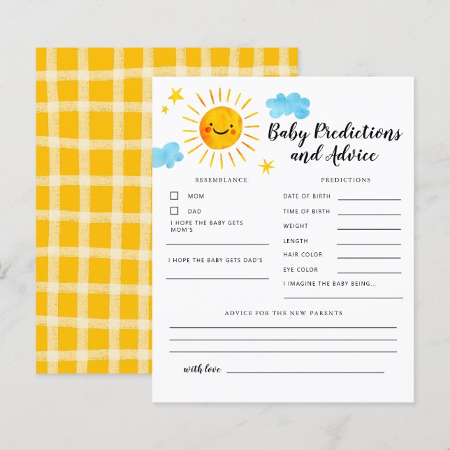 Sunshine Baby Prédictions et conseils (Devant / Derrière)