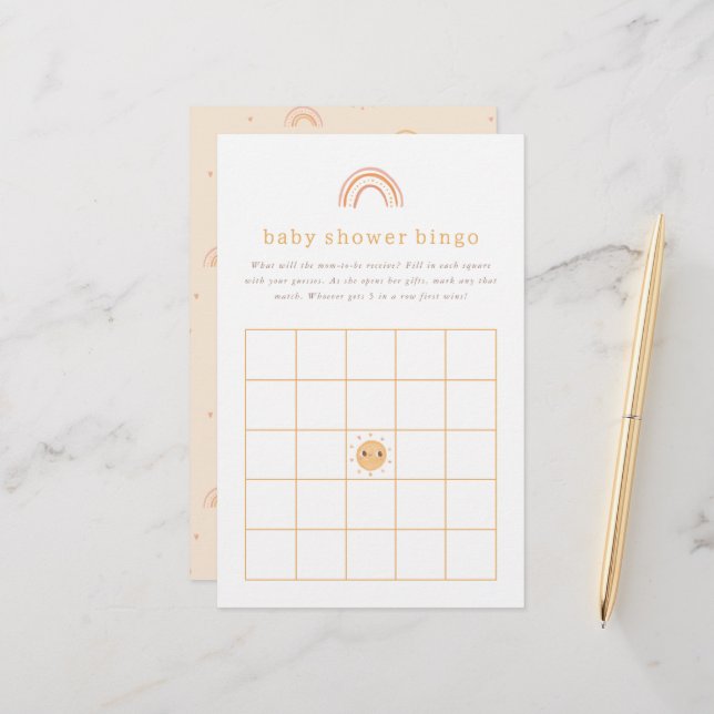 Sunshine Baby Shower Bingo Game (Devant/Arrière en situation)