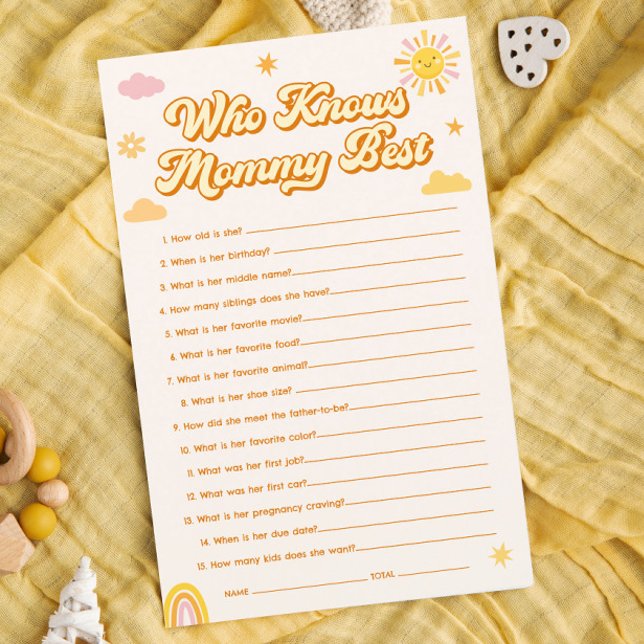 Sunshine Baby shower Qui Connaît Maman Meilleur Je (Créateur téléchargé)