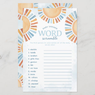 Sunshine Baby shower Word Scramble Jeu