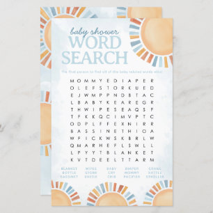 Sunshine Baby shower Word Search Jeu