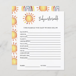 Sunshine Baby Word Scramble   Jeu Baby shower