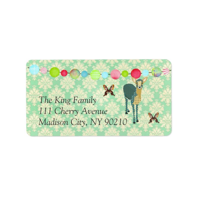 Sunshine Fawn Mint Julep Damask Étiquette (Devant)