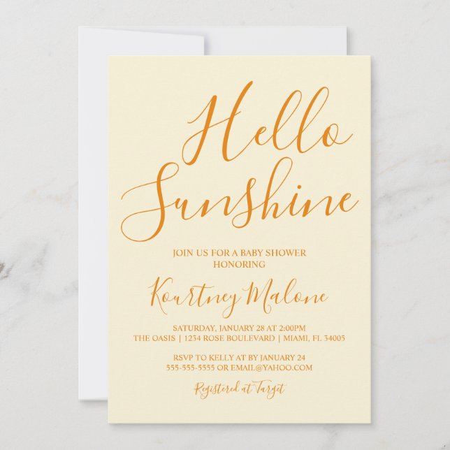 Sunshine Genre Neutre Baby shower Invitation (Devant)