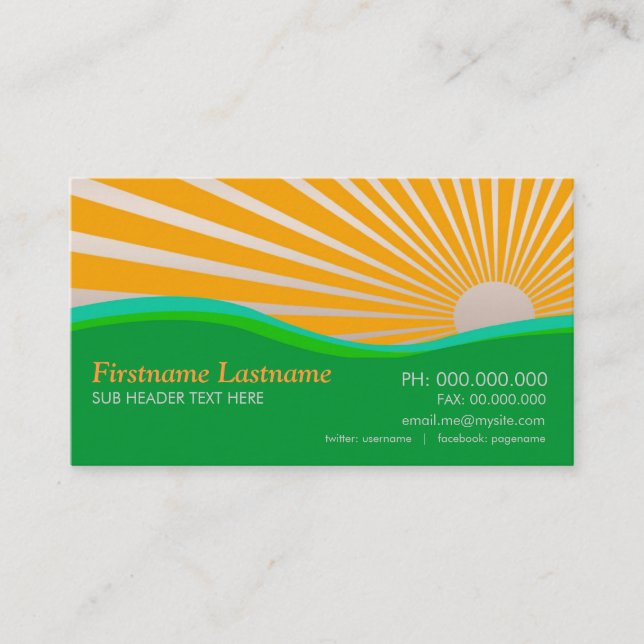 Sunshine Green Hills Courbes Carte de visite (Devant)