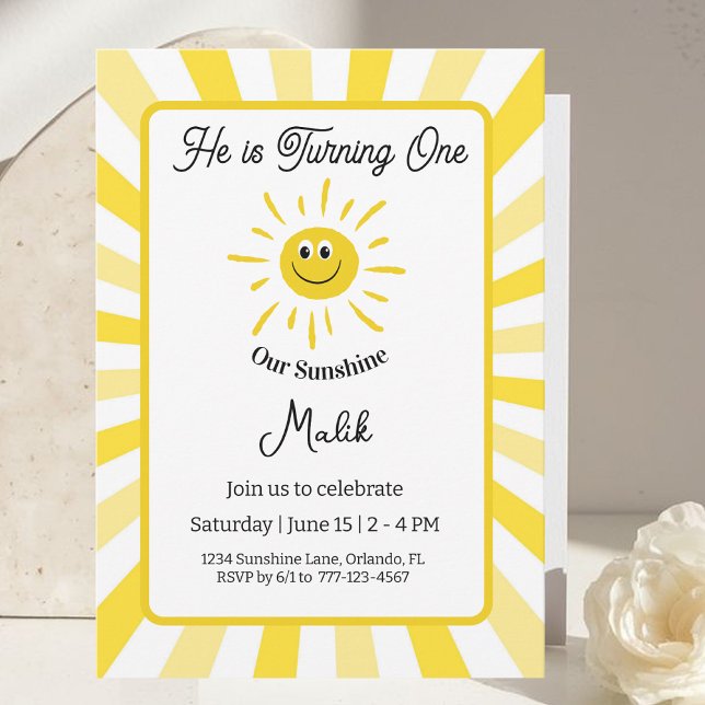 Sunshine Invitation Kids Birthday Party Card (Créateur téléchargé)