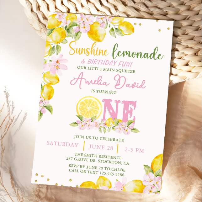 Sunshine Lemon Lemonade First Birthday Invitation (Créateur téléchargé)