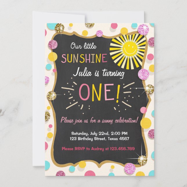 Sunshine Lemonade Anniversaire Invitation Pink (Devant)
