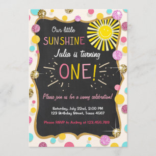 Sunshine Lemonade Anniversaire Invitation Pink