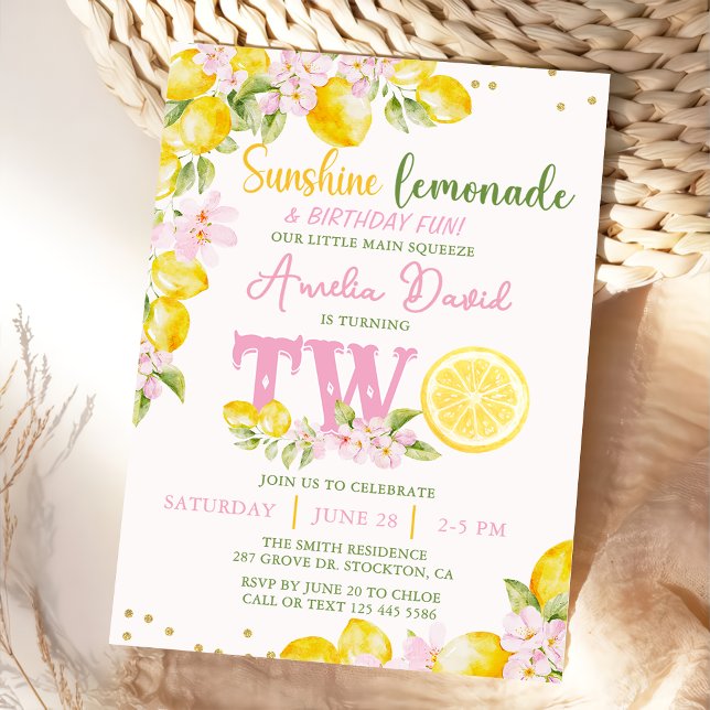 Sunshine Lemonade Floral Birthday Invitation (Créateur téléchargé)