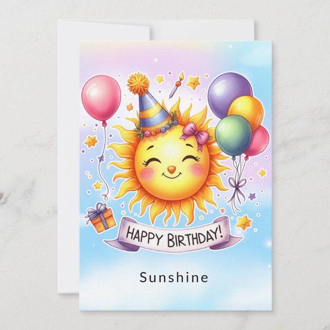 Sunshine Nom personnalisé Bonne carte de voeux d'a (Devant)