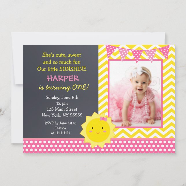 Sunshine Photo Anniversaire Fête Invitation (Devant)