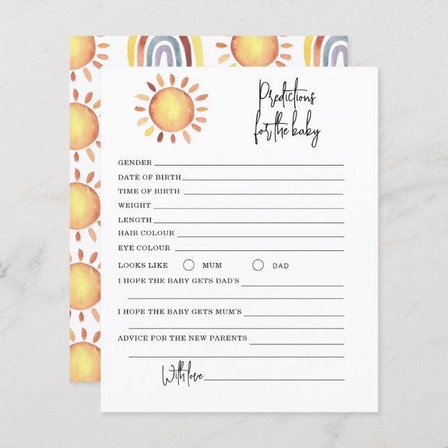 Sunshine prédictions et conseils (Devant / Derrière)