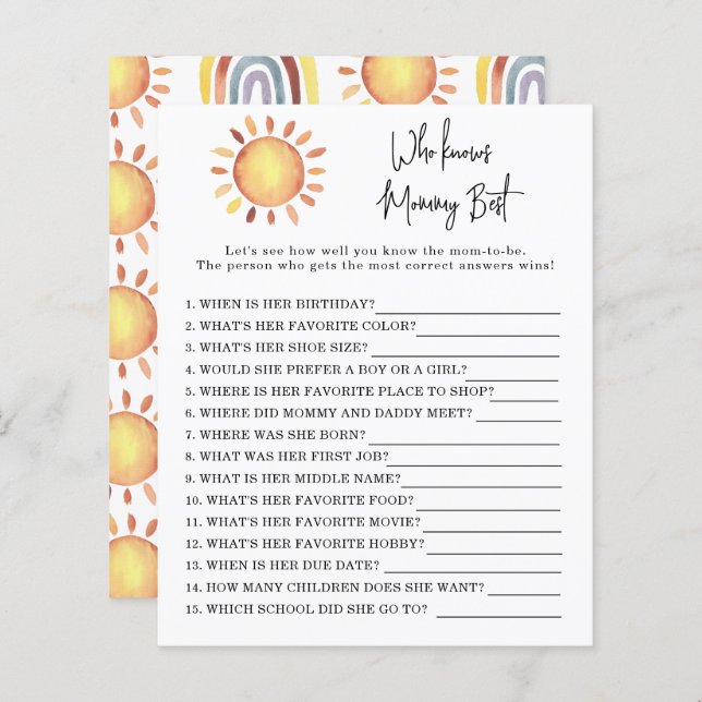 Sunshine Qui connaît maman mieux (Devant / Derrière)