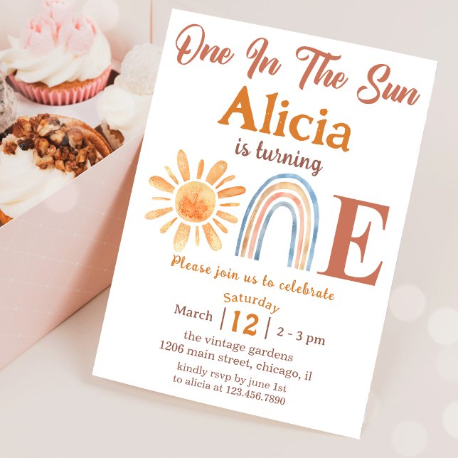 Sunshine Rainbow Boho 1er anniversaire Invitation (Créateur téléchargé)