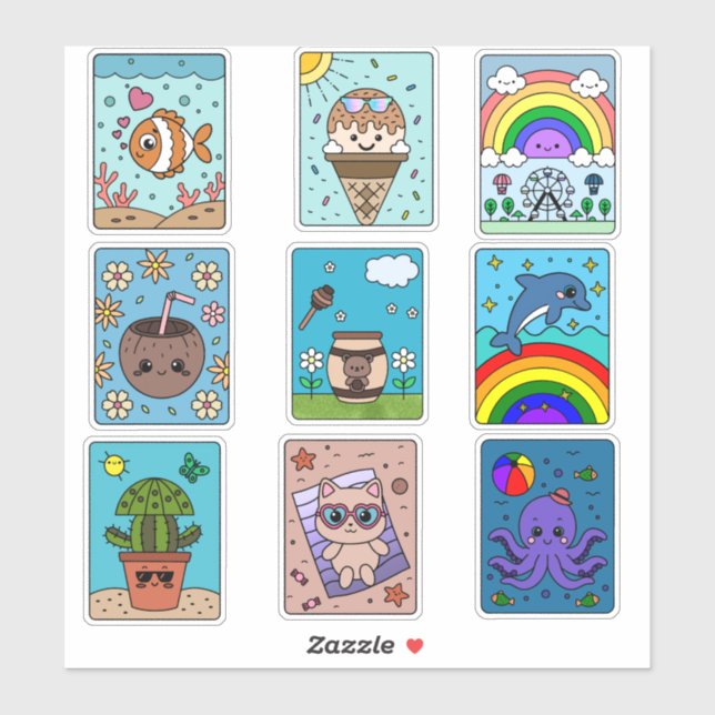 Sunshine & Sourires : Pack de stickers d'été pour  (Feuille)