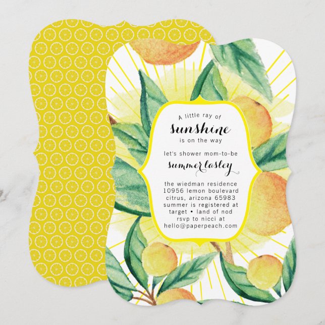 Sunshine Summer Baby Shower Invitations (Devant / Derrière)