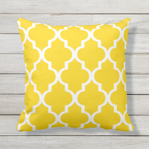 Sunshine Yellow Outdoor Coussins Quatrefoil treill