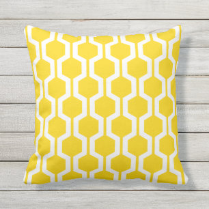 Sunshine Yellow Outdoor Coussins Trellis géométr