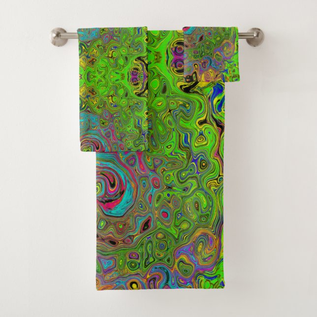 Super Abstrait Retro Lime Green et Blue Swirl (En situation)