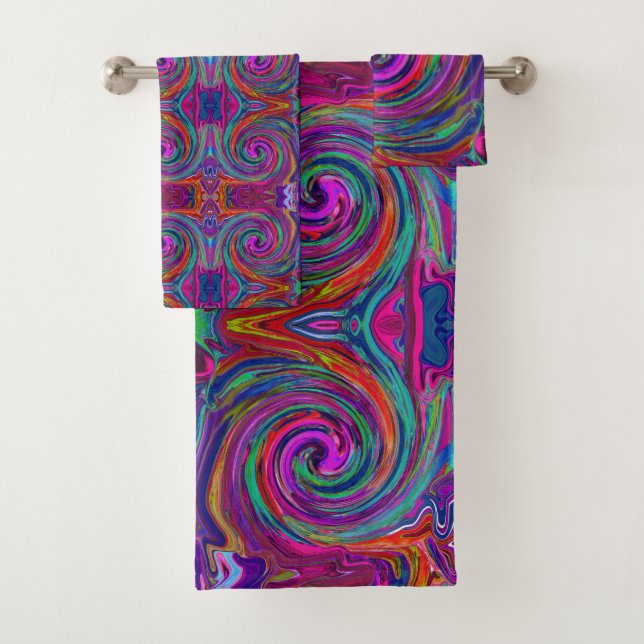 Super Abstrait Retro Magenta Dark Rainbow Swirl (En situation)