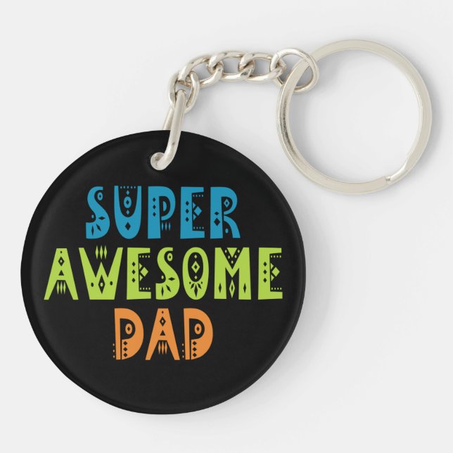 Super Awesome Papa Fête des pères | Porte-clé (Dos)