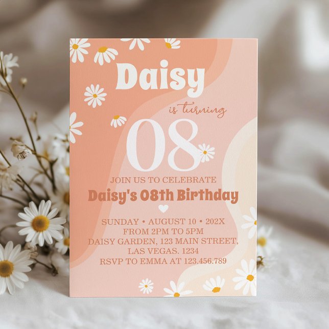 Super Boho Daisy Anniversaire Invitation N'importe (Créateur téléchargé)