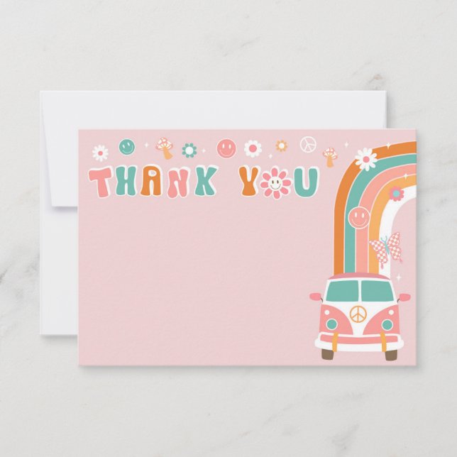 Super Boho Retro Hippie Merci Notes Cartes (Devant)