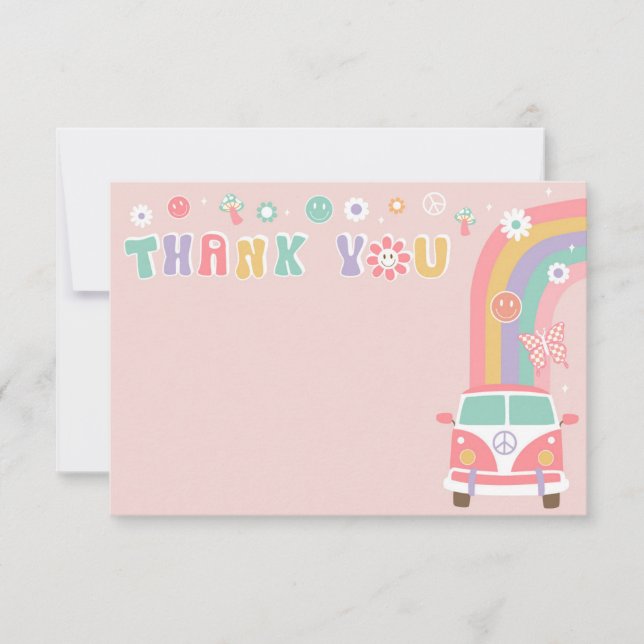 Super Boho Retro Hippie Merci Notes Cartes (Devant)