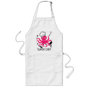 Super Chef Pink Octopus Personnaliser Long Tablier