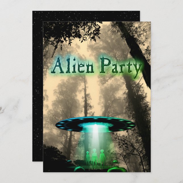 Super Cool Alien et Invitation du parti UFO (Devant / Derrière)