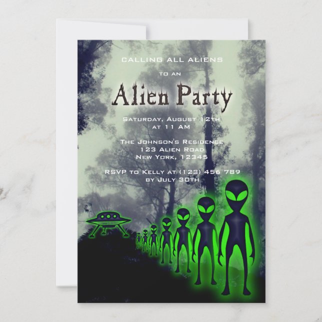 Super Cool Alien et Invitation du parti UFO (Devant)