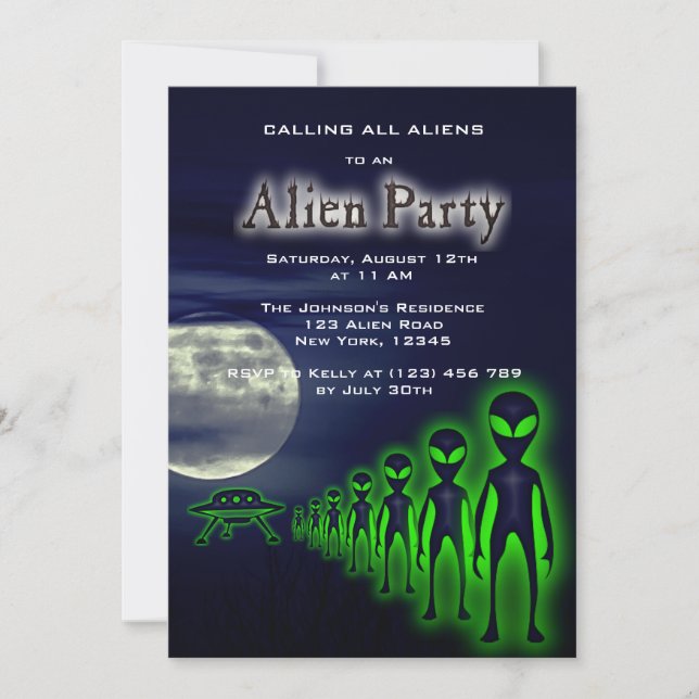 Super Cool Alien et Invitation du parti UFO (Devant)