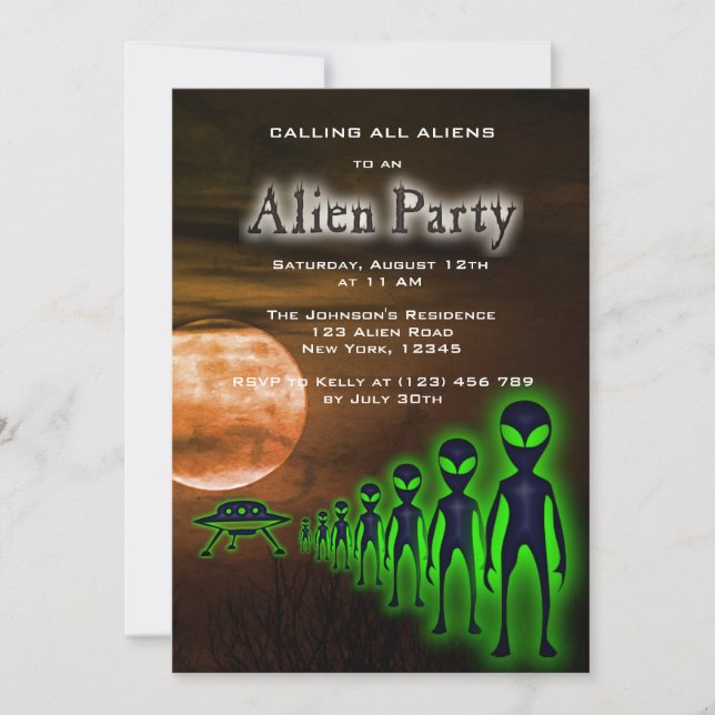 Super Cool Alien et Invitation du parti UFO (Devant)