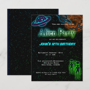 Super Cool Alien Invitation de fête d'anniversaire