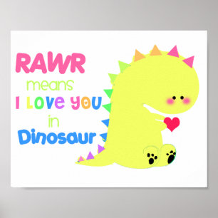 SUPER CUTE Dinosaure Poster RAWR petit