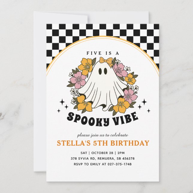 Super Éffrayant Fille Halloween Invitation Anniver (Devant)