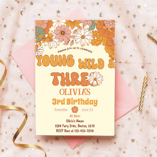 Super Floral Retro 3ème anniversaire Invitation
