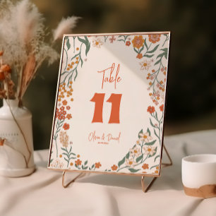 Super Floral Vintage Rétro Numéros du Mariage