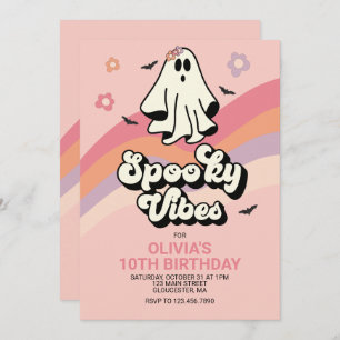 super Ghost retro Halloween Invitation anniversair